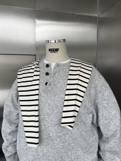 WEERE亨利领毛衣男秋冬慵懒宽松高级感套头针织衫