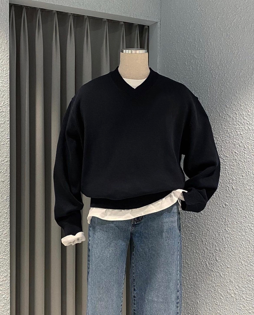 WEERE autumn and winter men's sweater v-neck pullover sweater
