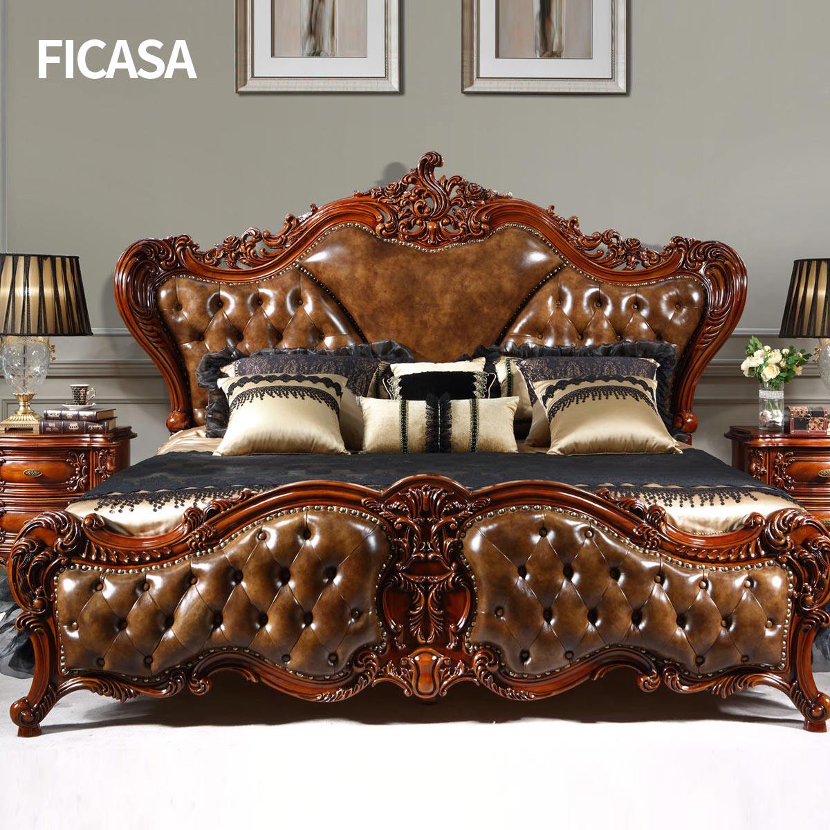Fa Casa American Soft Wrap Leather Double Solid Wood Master Bedroom Simple Neo Classical Bedroom Furniture 2020