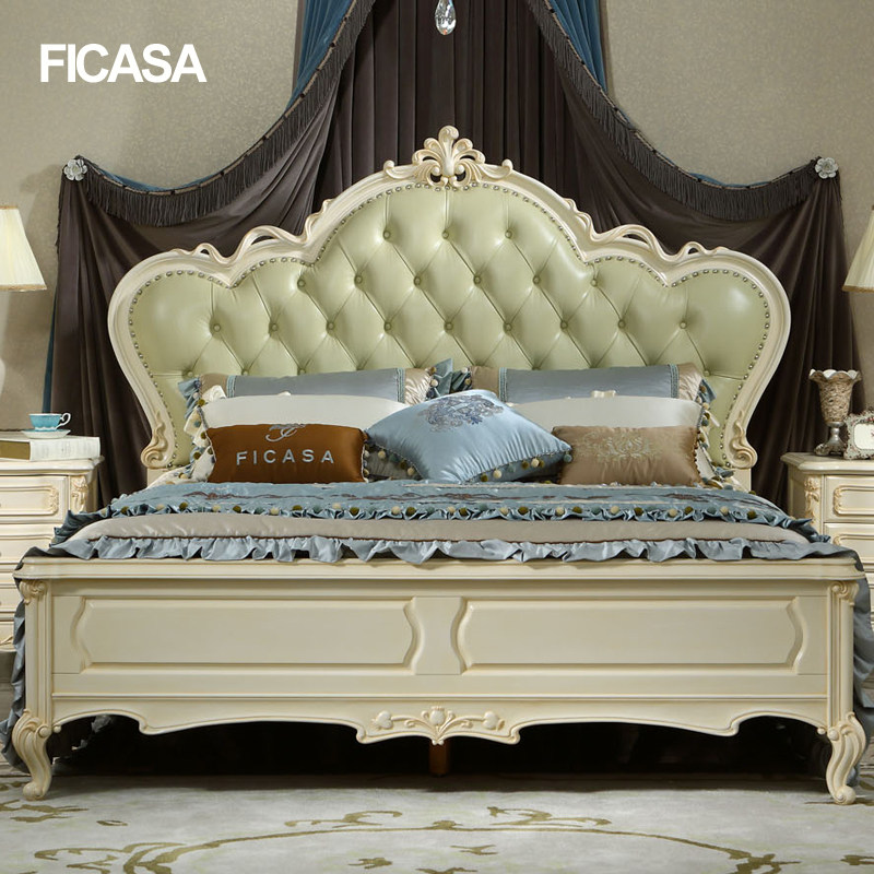 Fakassa minimalist au style bed double bed solid wood master bedroom with luxury wedding bed modern villa bedroom furniture