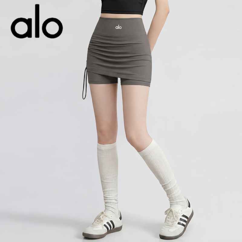 Aio Yoga Pants Two-In-One Running Sports Shorts for Women with Drawstring Training Fitness Skirt Pants Butt-Lifting Slimming Pilates