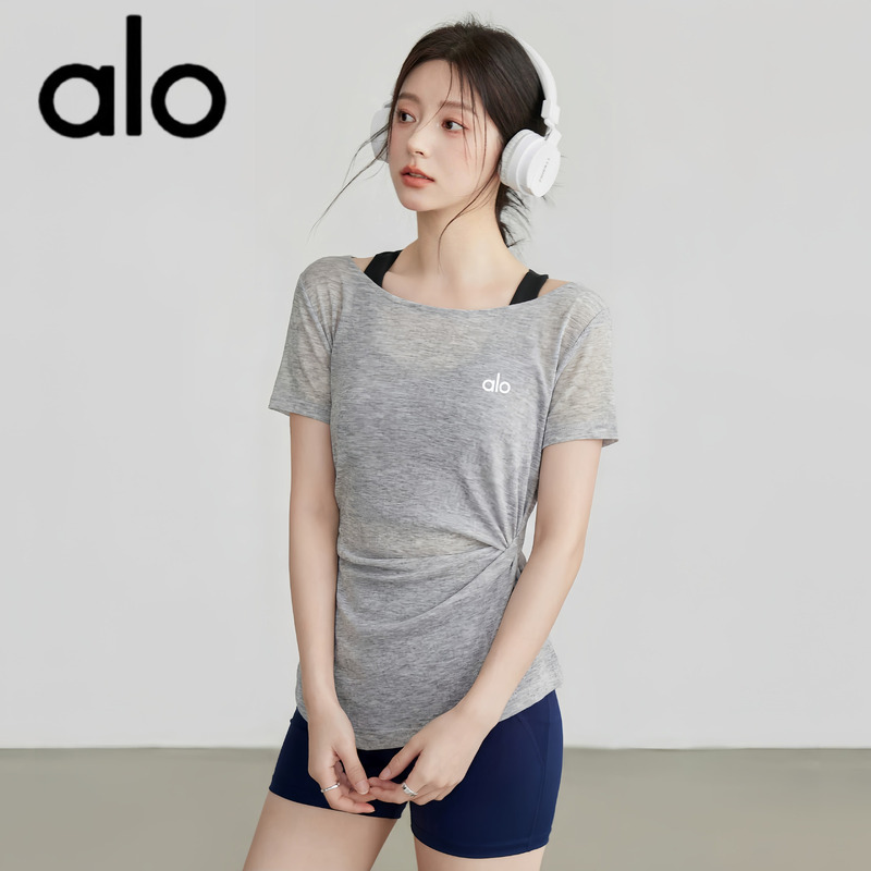 Aio Sports Cover-Up Women's Summer Quick-Drying Top T-Shirt Sun Protection Yoga Wear Loose Quick-Drying Training Fitness Top Short-Sleeved