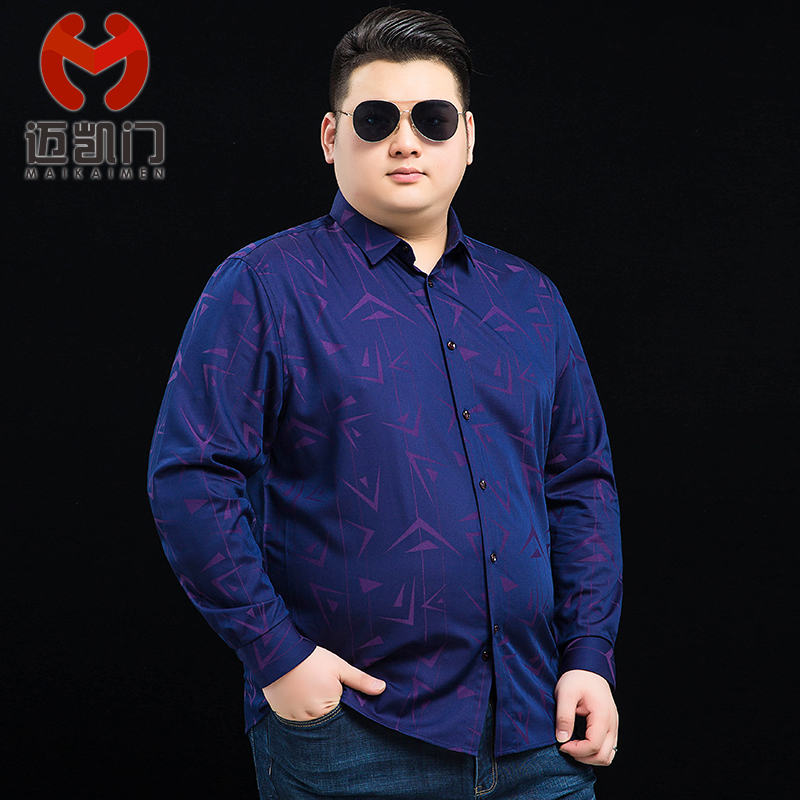 Spring Autumn Plus Fertilizer Increase Code Shirt Men Middle Age Special Business Men's Clothing Fat Son Long Sleeve Fat Guy Shirt Hit Bottom