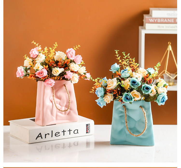 2025新款陶瓷花瓶创意陶瓷包包花瓶摆件客厅插花北欧网红轻奢餐桌干花插花器装饰品花瓶水培花瓶详情11