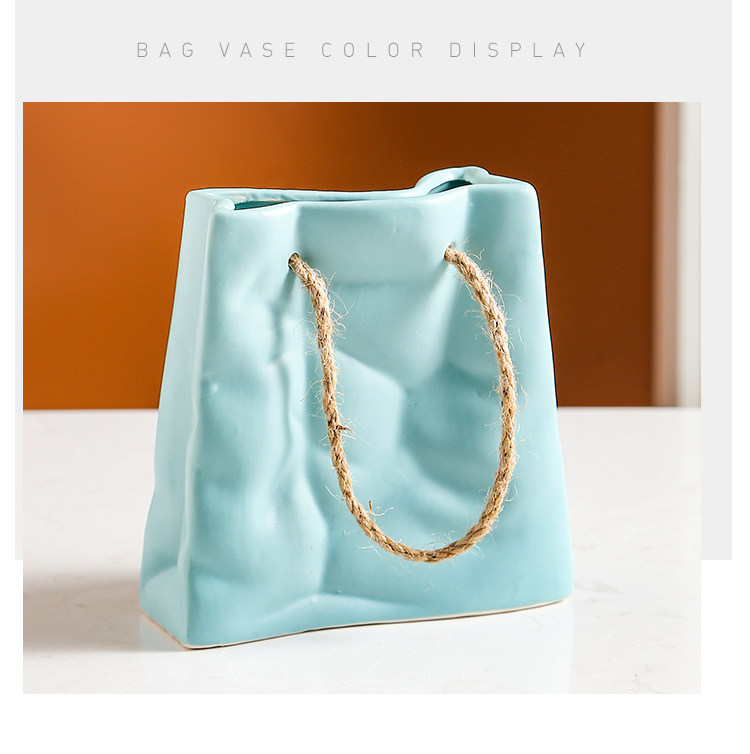 2025新款陶瓷花瓶创意陶瓷包包花瓶摆件客厅插花北欧网红轻奢餐桌干花插花器装饰品花瓶水培花瓶详情14