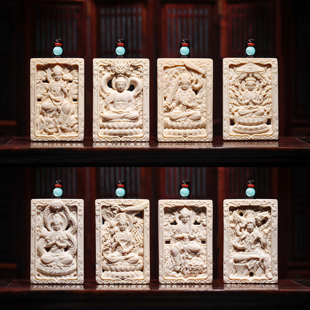 Epiphany Hall Original Mengisho Tooth Carving Zodiac Portrait of the Buddha Pendant Pendant Male and Men's Pau Guanyin Amitabu Buddha