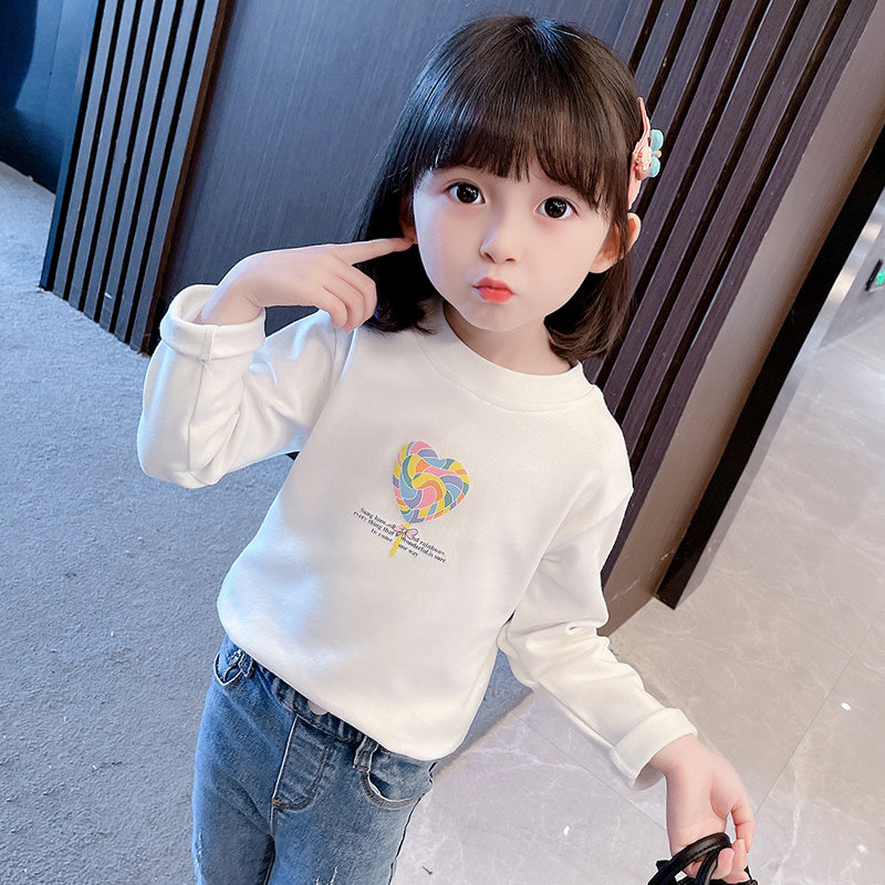 Girl Develvet Sweater Spring and Autumn Children's Tops Fall and Winter Baby Sleeve T-shirts