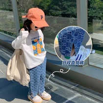 Girl Jeans Spring Autumn Children Foreign Air Loose Straight Drum Pants Soft Baby Broadlegged Pants Spring Dress Womens Pants Fried Street