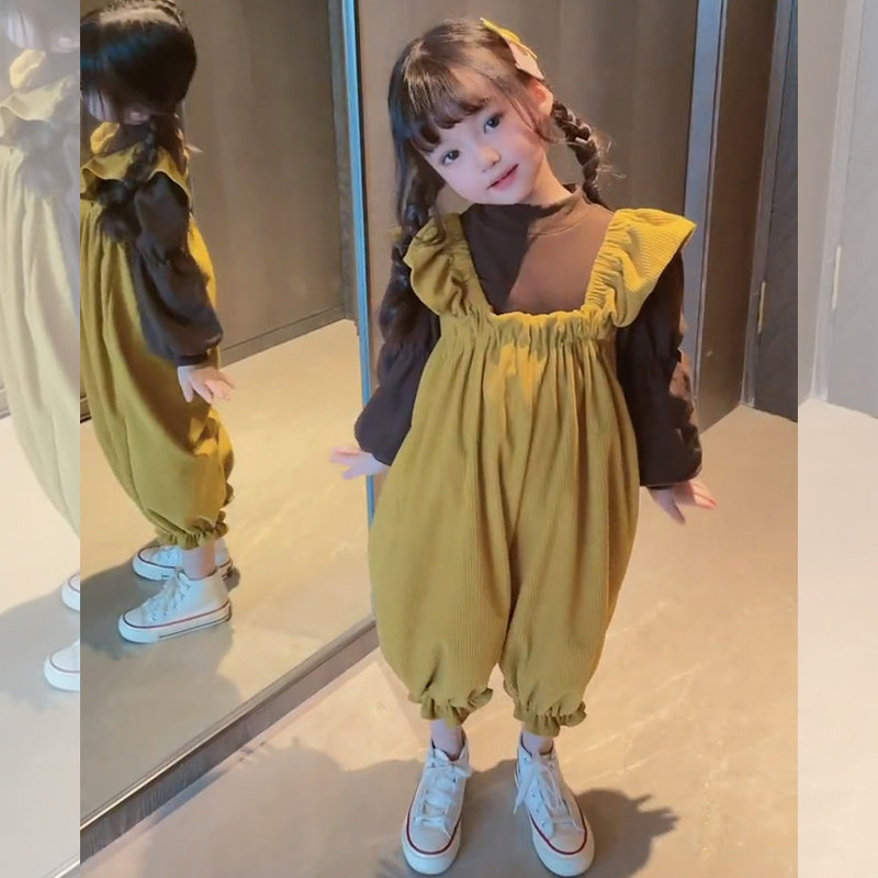 Girls hold baby bag pants suit spring and autumn three-year-old children's fried street children's clothing little girl baby Korean spring fashion fashion Western style