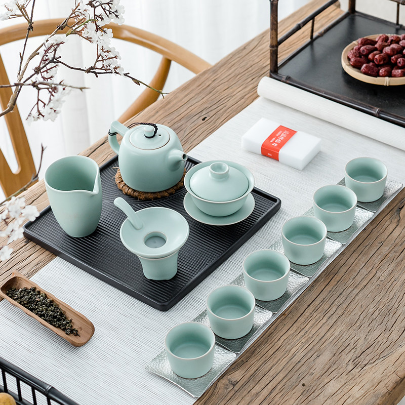 Ru Kiln Tea Set set Ceramic Whole Kung-fu Teapot Tea Cup Modern Office Chinese Retro Home Brief Ru Porcelain