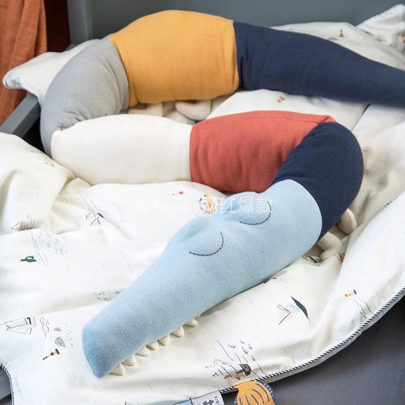 ins new crocodile bed surround crib anti-collision pillow long strip filling bed seam baby sleeping toy pillow