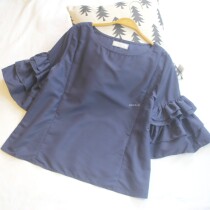 Summer thin chiffon half-sleeve breastfeeding coat for export day single lotus leaf mid-sleeve OL fashion out to feed milk coat