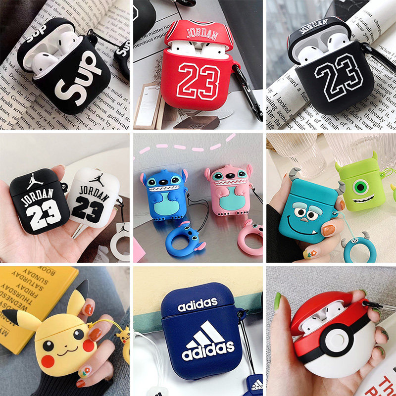 airpods protective case liquid silicone cute apple earphone case box protective shell AirPods1 2 generation tide brand ins soft case airpods wireless bluetooth earphone charging compartment