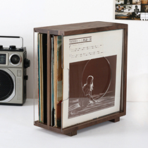 Black Walnut Vinyl LP Records Organizer 12 Vinyl Records Storage Box Nostalgic Acrylic CD Rack Solid Wood