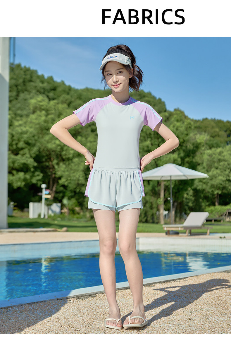 女童泳衣2026新款夏季初中生女孩带胸垫泳装速干中大童分体游泳衣 — 26
