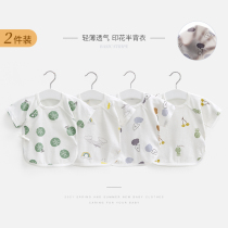 Newborn Baby Clothes First Raw Summer Pure Cotton Slim Fit Half Back Coat Short Sleeve Summer Dress Monk Conserved Baby Single Blouse