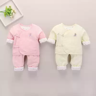 Newborn baby clothes Spring and autumn winter coat warm two-piece newborn cotton padded jacket for children thin cotton baby cotton suit