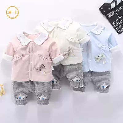 Female baby spring suit foreign pie coat cotton Spring and Autumn Winter men wear two-piece baby children's clothes