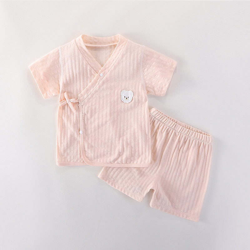 Baby cotton suit Summer short-sleeved men's and women's baby pajamas underwear Children's children's air conditioning clothes Thin split
