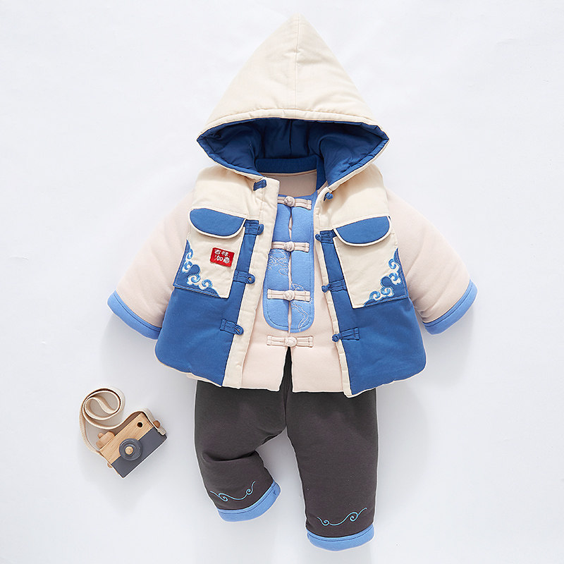 Baby Cotton Coat Jacket Spring Autumn Winter Cotton Padded Jacket Newborn Toddler Clothes Three Sets Children Dress Warm Baby Spring Clothing