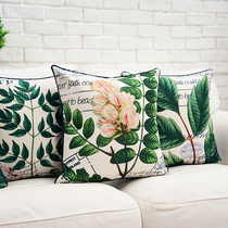 American country cushion cotton and linen sofa pillow office pillow office pillow bedroom bed on large backrest green plant car pillowcase