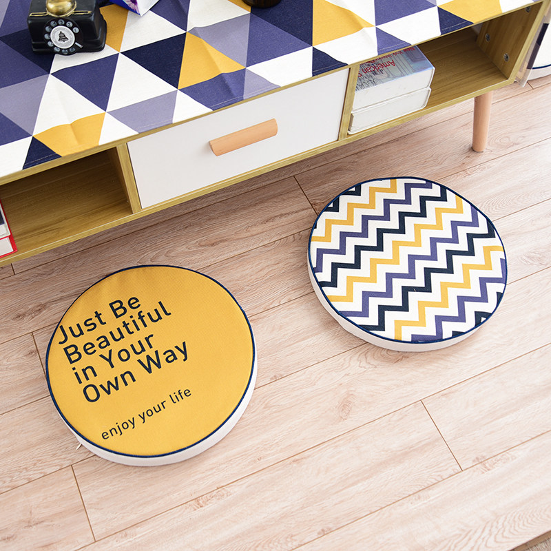 Nordic INS cotton linen cloth futon cushion round sponge cushion geometric tea ceremony round yoga cushion thickened cushion