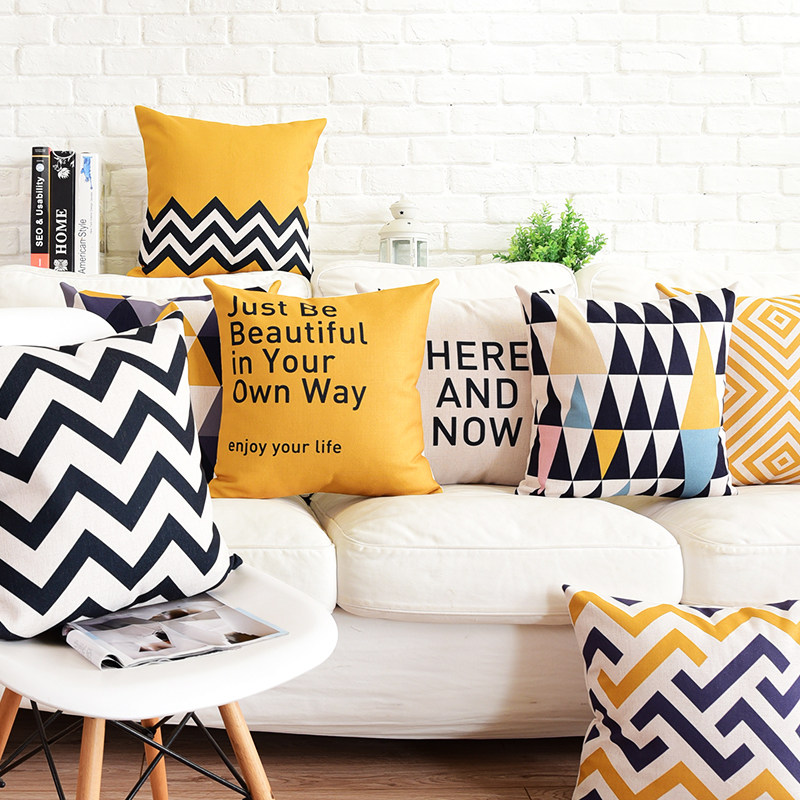 Nordic ins cotton and linen pillow modern simple living room sofa pillow cushion office car pillow back cushion