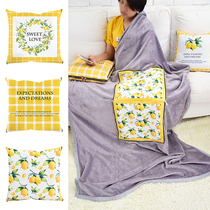 Fresh ins lemon summer cool sofa office lunch break pillow is cloud mink velvet blanket car air conditioning pillow blanket