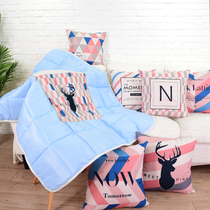 Nordic pink pillow is multi-purpose cover is thickened cotton and linen car lunch break office travel multi-functional blanket