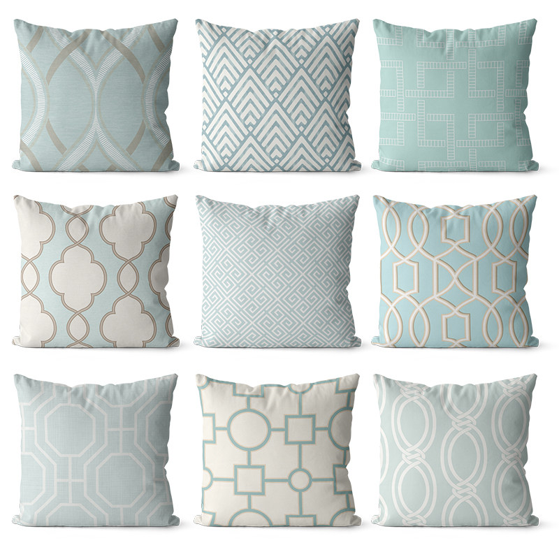 American retro cotton cushion pillow simple geometric pattern sofa decoration mat car waist pillow bed on the back custom