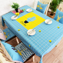 Nordic blue cotton and linen fresh coffee table cover cloth desk table cloth rectangular table cloth geometric anti-scalding table cloth