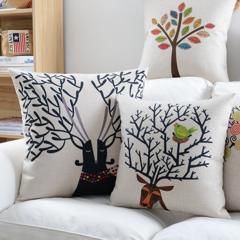 Pingcau House Northern European deer sofa cushion cotton cushion pad room decoration office rely on the car waist