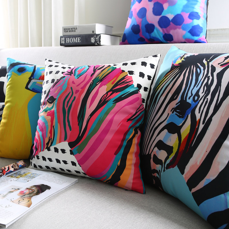 Pine Nuts House Fashion Art Zebra Sofa Cushions with pillowdown surface soft and skin-friendly fabric leaning against the pillow waist pillow