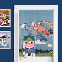 Japanese style and Wind curtain shop hanging curtain thick cotton linen decorative curtain porch cabinet curtain bedroom cloth art curtain free of punching