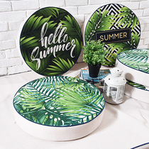 Southeast Asia rainforest cotton linen fabric round pillow tropical plant bay window tatami futon group meditation removable and washable cushion