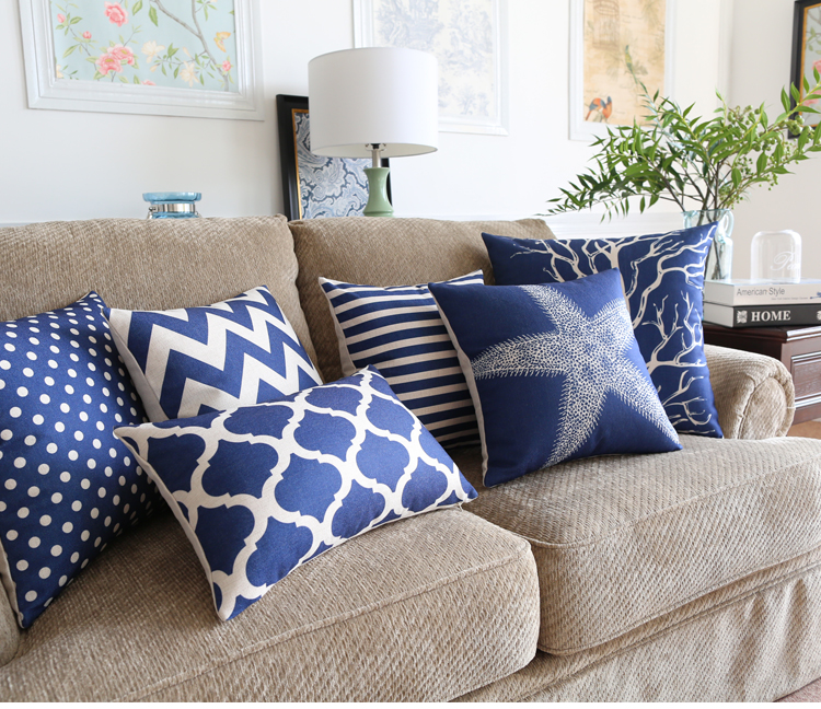 Pinecone House Màu xanh Địa Trung Hải Sofa Sofa Gối Piano trang trí gối sofa cao cấp