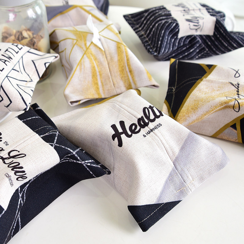 Pine House Nordic geometric ins cotton linen fabric extraction toilet paper cover car creative dining table living room carton decorative cover