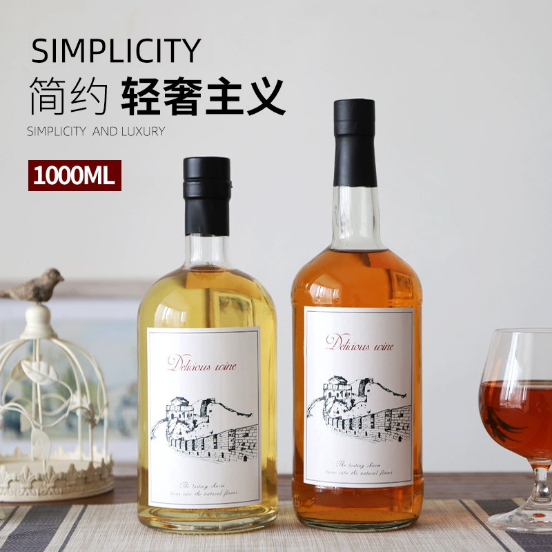 1000ml transparent glass bottle seal upscale courtesy wine bottle European-style empty bottle large number two catties of wine water packaging-Taobao