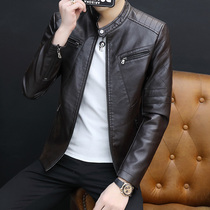 Fall new middle-aged big-yard men's leather jacket with obesity and fat men's leisure baseball collar PU leather men's coat