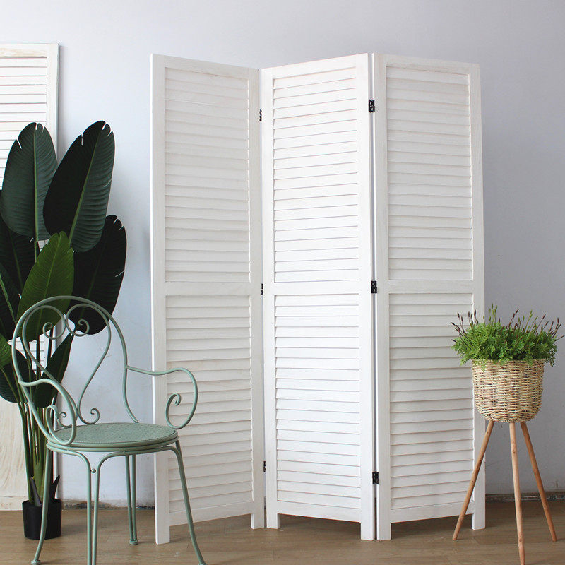 Shutter Folding Mobile Fashion Minimalist Modern Living Room Bedroom Clothing Shop Retro Solid Wood Decorative Partition-Taobao