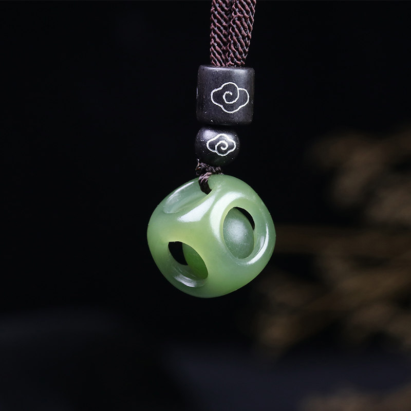 And Tian Yuhang Pendant Road Pass Jade Necklace Jade Necklace With Red Bean Beads Handmade for Men and Women Couples Screen Jade Pendant