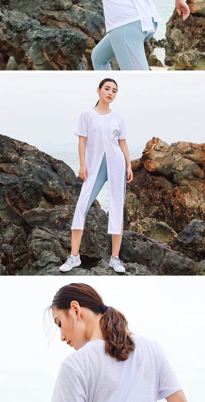 Runaway Loli Sports T-shirt nữ lỏng lẻo khiêu vũ yoga thực hành quần áo thoáng khí chạy bộ thể dục áo phông lining nam chính hãng