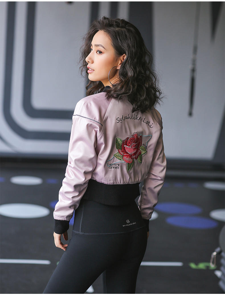 Runaway Loli Sports Jacket Phụ nữ hai mặt Zipper ấm Áo khoác mùa thu ngắn thêu thường hàng đầu áo khoác gió lining