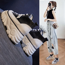  White shoes womens explosive muffin thick-soled increased womens shoes 2021 spring and autumn new dad single shoes shoes tide shoes net red