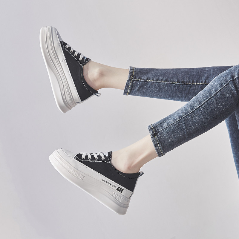 Small white shoes women's 2022 new canvas summer thick bottom raised muffin casual daddy cloth shoes all-match daddy shoes