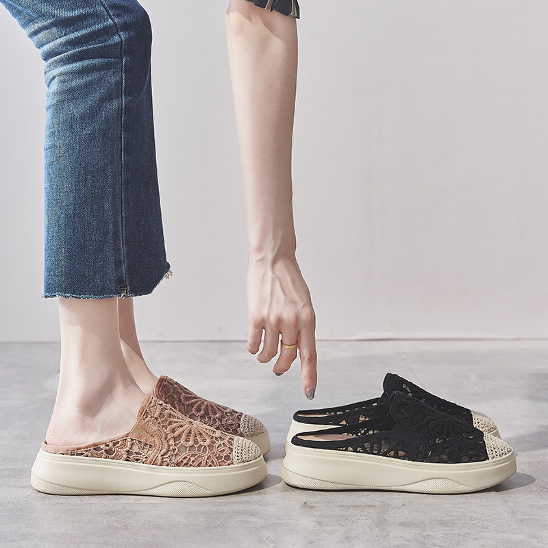 Baotou half slippers women's summer outer wear fashion 2022 new thick bottom sponge cake fisherman shoes lazy fashion hole sandals