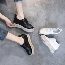  White shoes womens 2021 spring and autumn new all-match ins tide 2020 inner height-increasing single shoes muffin thick-soled British shoes