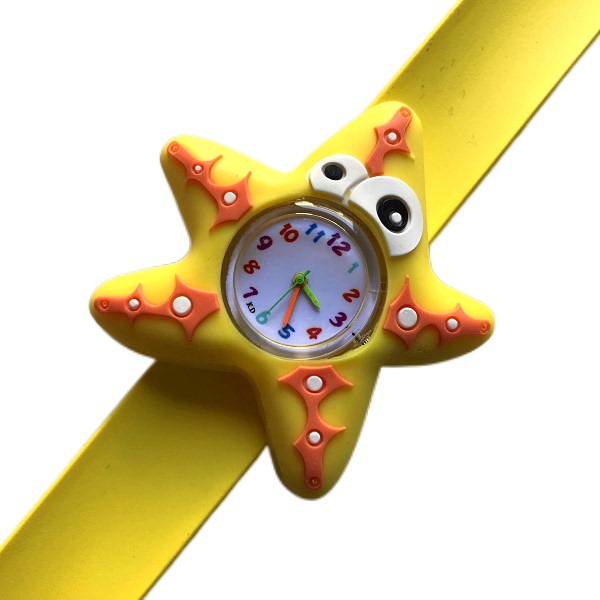 Deep Sea Sand Sculpture Series Snap Watch Green Turtle Starfish Shark Crab Cartoon Student Electronic Snap Ring Watch