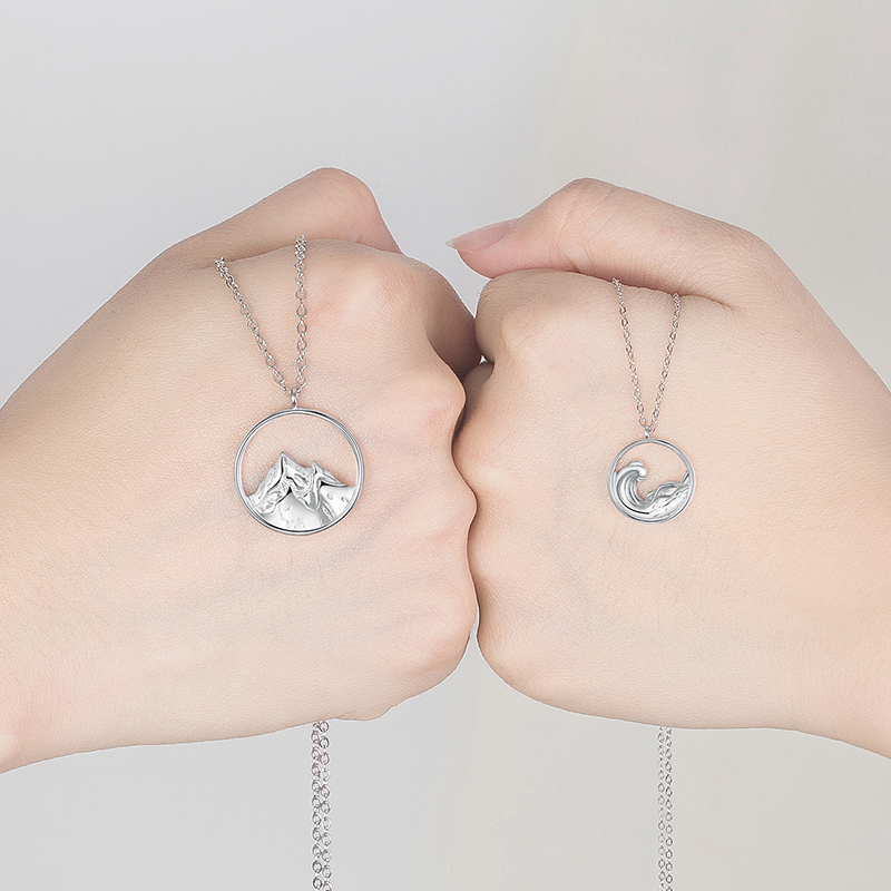 Loved in the sea of the mountain is a pair of honorable necklace - silver - strange lover - chain couples gifts