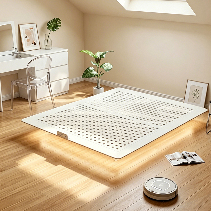 Fanchuang Carbon Steel Bed Frame, White, Without Headboard, Children's Wrought Iron Floating Bed Frame, 1.5m Single Bed for Small Apartments, Loft Bed